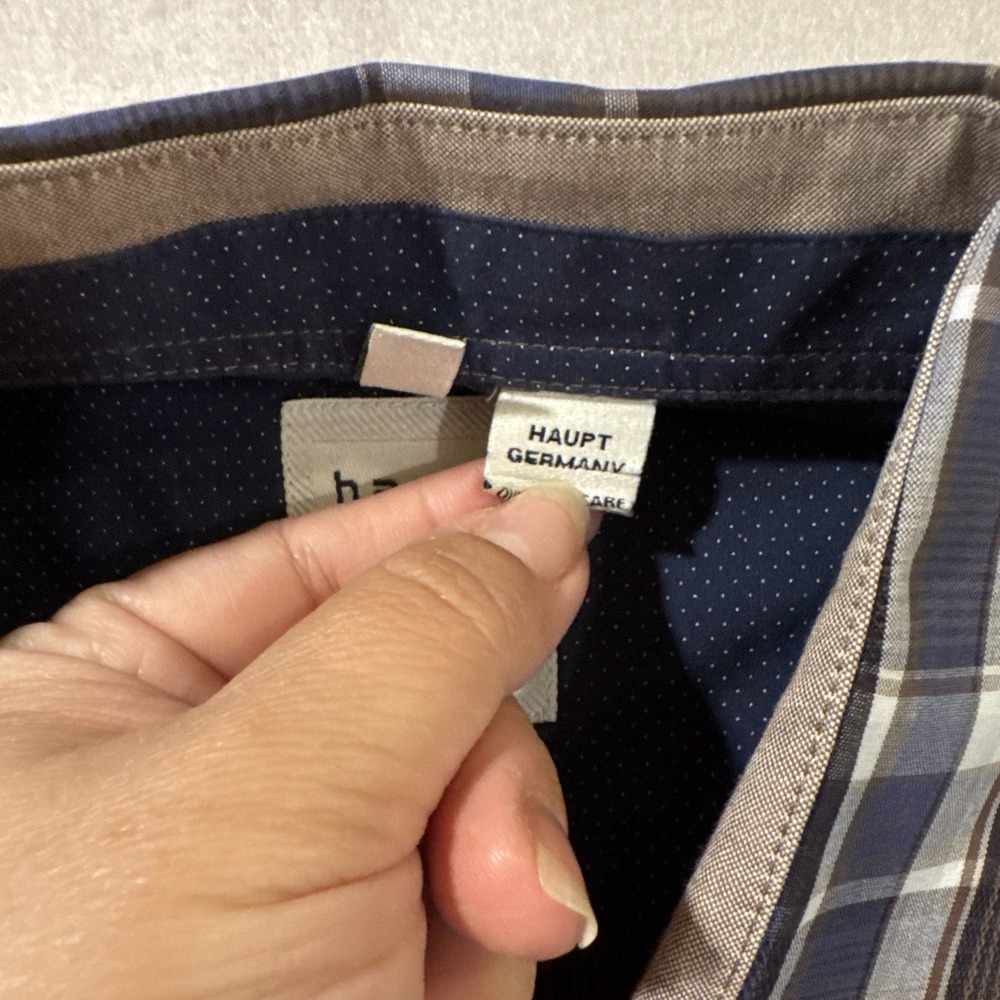 Haupt Germany Men Button Shirt Modern Fit Sz M 39/40, 15 1/2 - Picture 4 of 8